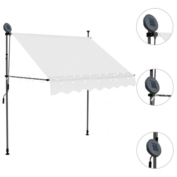 Toldo manual retráctil con LED crema 200 cm M 3