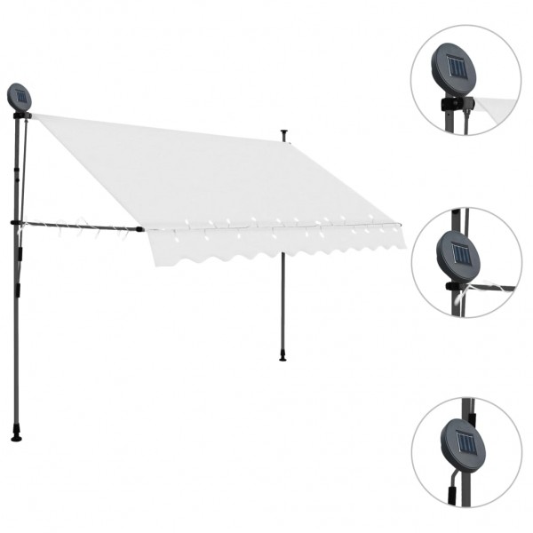 Toldo manual retráctil con LED crema 250 cm M 3