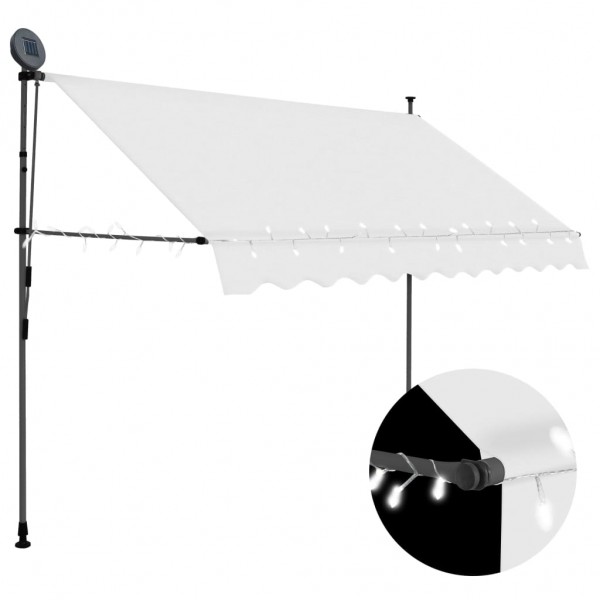 Toldo manual retráctil con LED crema 300 cm D