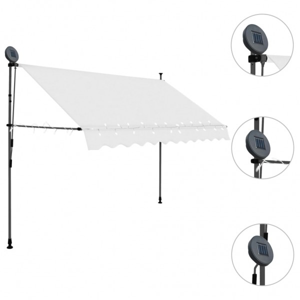 Toldo manual retráctil con LED crema 300 cm M 3