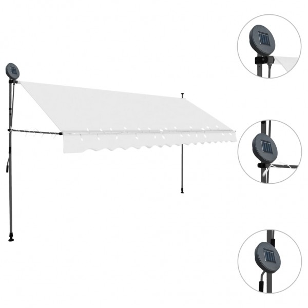 Toldo retrátil manual com LED 350 cm creme M 3