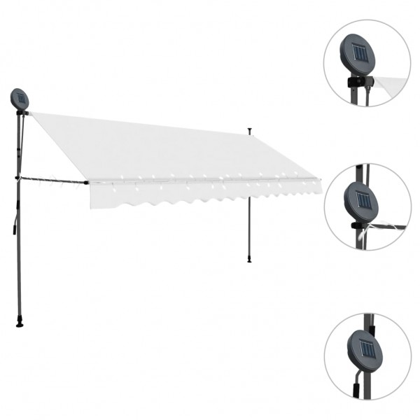 Toldo manual retráctil con LED crema 400 cm M 3