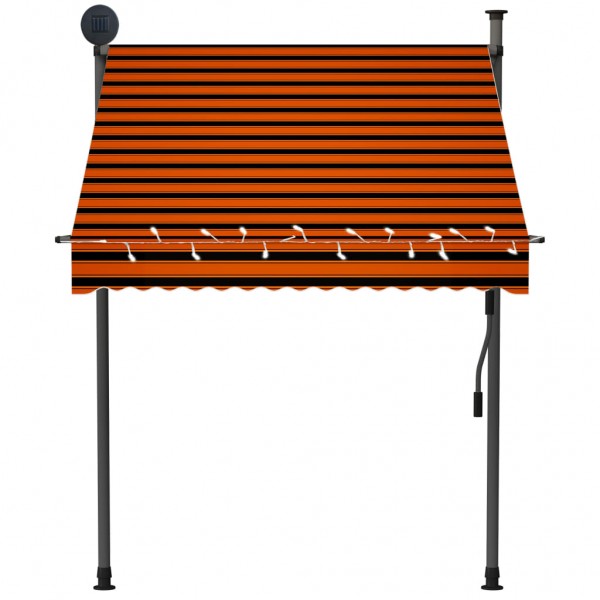 Toldo manual retráctil con LED naranja y marrón 150 cm M 4