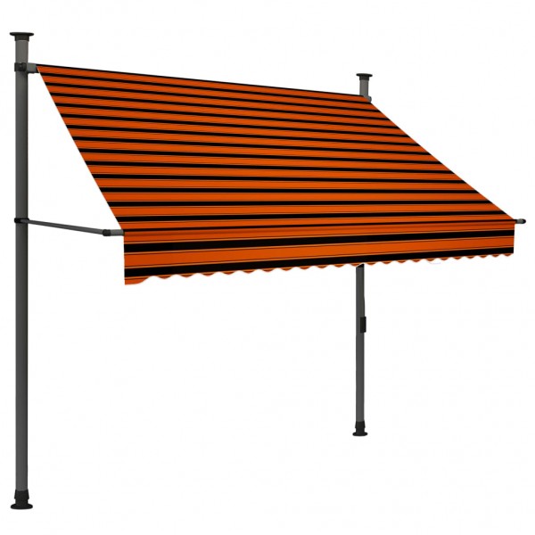 Toldo manual retráctil con LED naranja y marrón 200 cm M 2