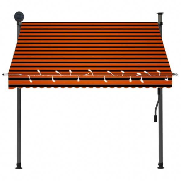Toldo manual retráctil con LED naranja y marrón 200 cm M 4