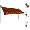 Toldo manual retráctil con LED naranja y marrón 350 cm 3