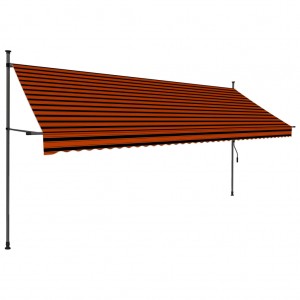 Toldo manual retráctil con LED naranja y marrón 400 cm H