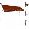 Toldo manual retráctil con LED naranja y marrón 400 cm 3
