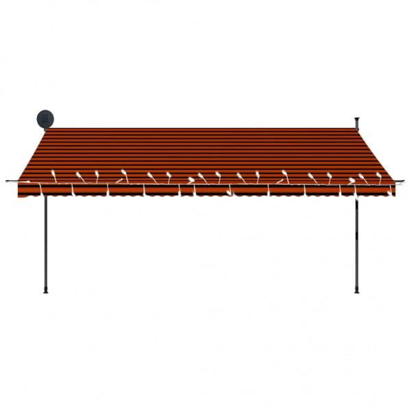Toldo retrátil manual com LED 400 cm laranja e castanho M 4
