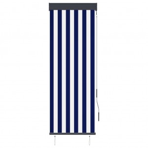 Estore de rolo para exterior 60x250 cm azul e branco H