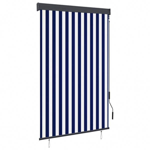 Estor enrollable de exterior azul y blanco 120x250 cm D