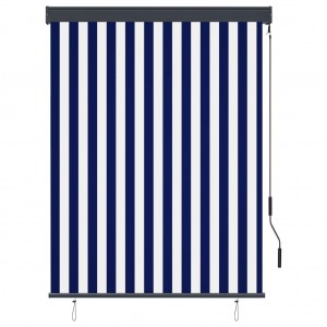 Estore de rolo para exterior 120x250 cm azul e branco H