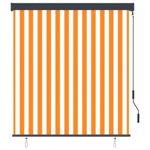 Estor enrollable de exterior blanco y naranja 140x250 cm H