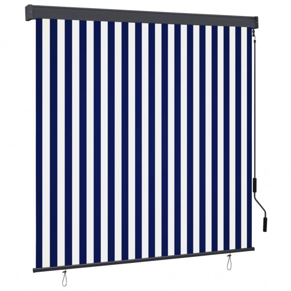 Estor enrollable de exterior azul y blanco 160x250 cm D