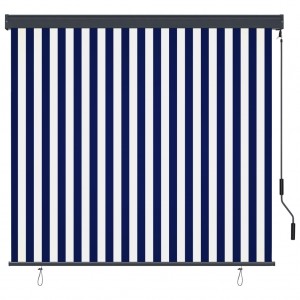 Estor enrollable de exterior azul y blanco 160x250 cm H