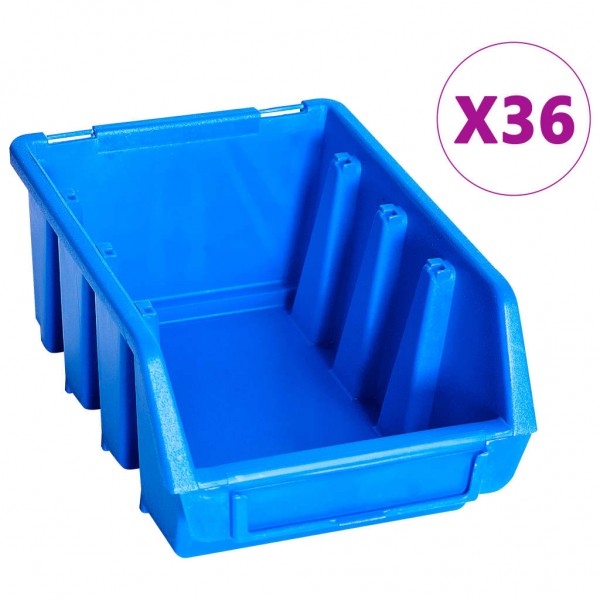 Kit de cajas de almacenaje 96 piezas con paneles de pared azul M 3