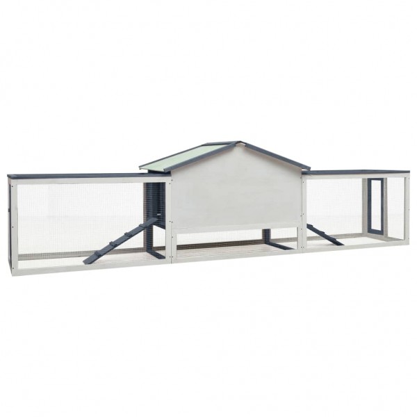 Conejera de madera maciza de pino y abeto gris 310x70x87 cm M 5