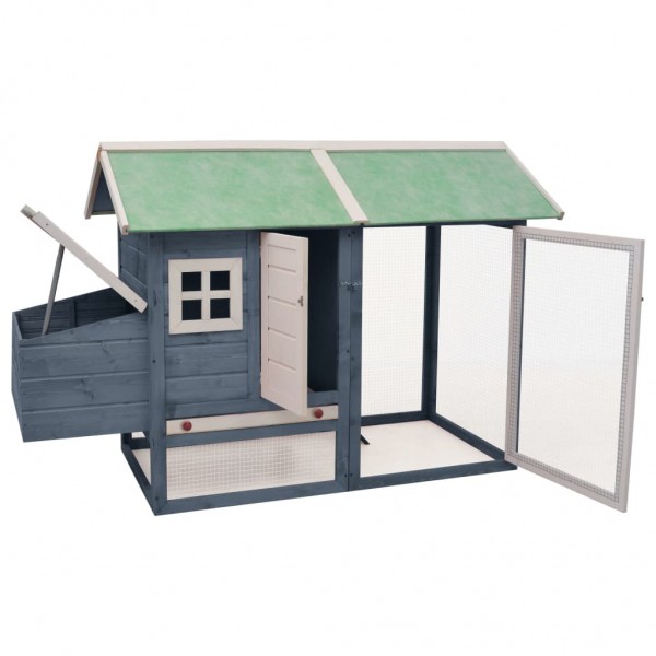 Gallinero de madera maciza de pino y abeto gris 170x81x110 cm M 3