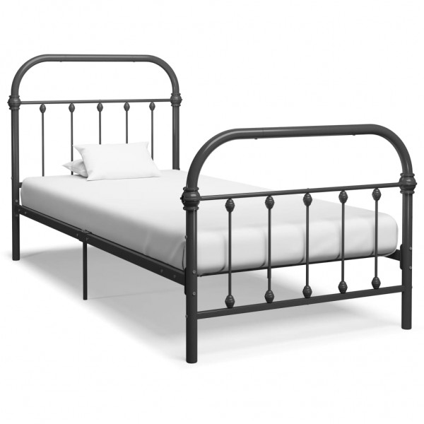 Estructura de cama de metal gris 90x200 cm D