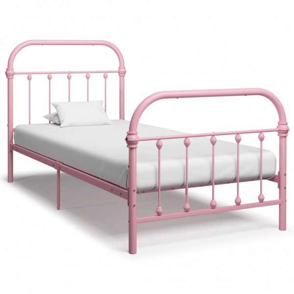 Estructura de cama de metal rosa 90x200 cm D