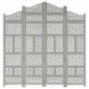 Biombo 4 paneles tallado a mano madera mango gris 160x165 cm 1