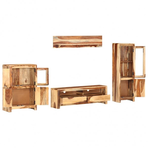 Muebles de salón TV 4 piezas madera maciza Sheesham M 4