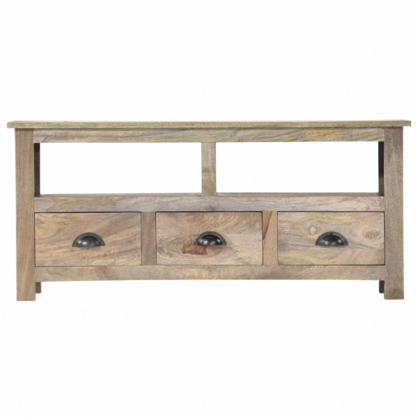 Mueble de TV de madera maciza de mango 110x30x50 cm M 4