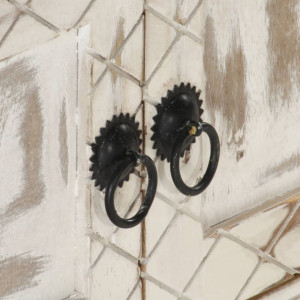 Mueble de TV de madera maciza de mango blanco 140x30x35 cm H