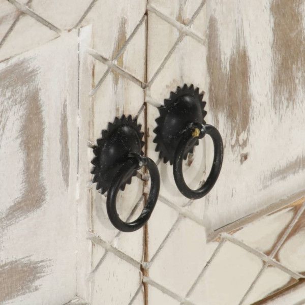 Mueble de TV de madera maciza de mango blanco 140x30x35 cm M 2