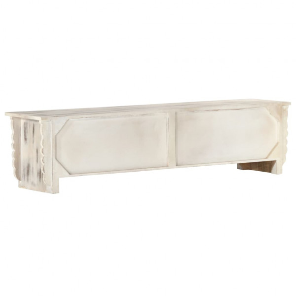 Móvel de TV 140x30x35 cm madeira de mangueira maciça branco M 5