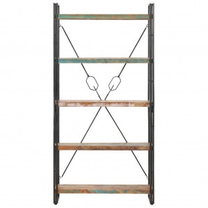 Estantería de 5 niveles de madera maciza reciclada 90x30x180 cm H
