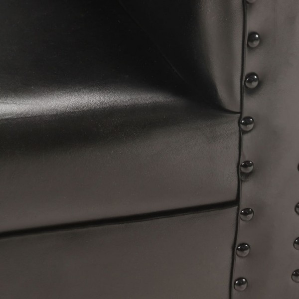 Sillón diseño de cubo cuero auténtico negro M 3