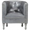 Sillón diseño de cubo cuero auténtico gris 4