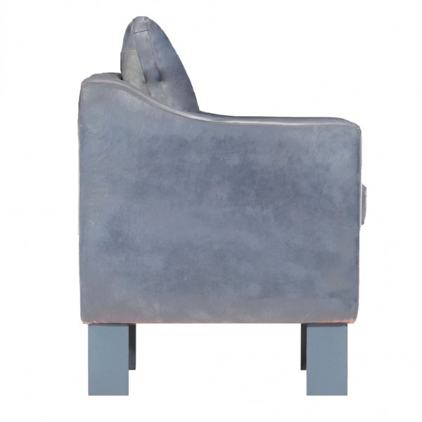 Sillón con diseño de cubo cuero auténtico gris M 3