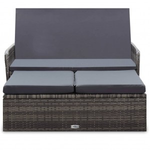 Set de muebles de jardín 2 pzas y cojines ratán sintético gris H