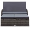 2 pcs conjunto lounge de jardim c/ almofadões vime PE cinzento 2