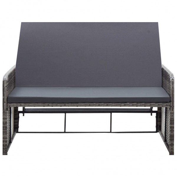 2 pcs conjunto lounge de jardim c/ almofadões vime PE cinzento M 5