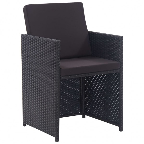 9 pcs conjunto jantar exterior com almofadões vime PE preto M 2