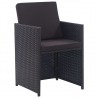 Set comedor de jardín 9 piezas y cojines ratán sintético negro 2