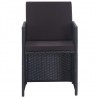 Set comedor de jardín 9 piezas y cojines ratán sintético negro 3
