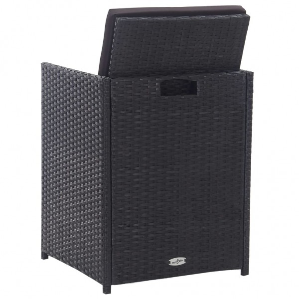 Set comedor de jardín 9 piezas y cojines ratán sintético negro M 5