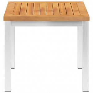 Mesa de apoio jardim 45x45x38 cm acácia maciça/aço inoxidável H