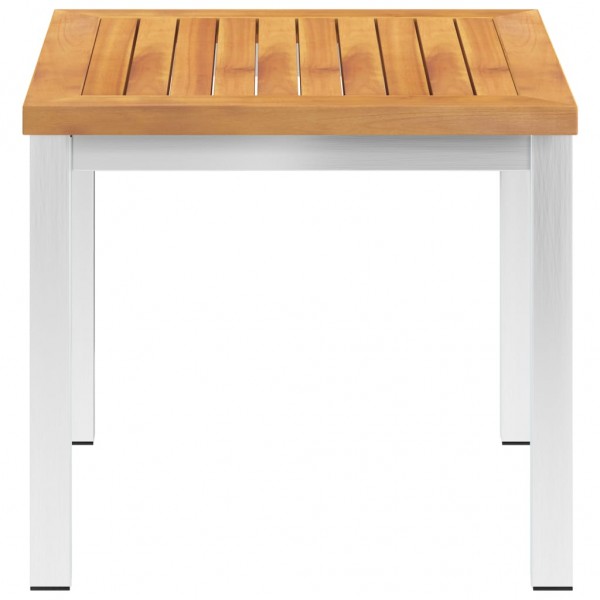 Mesa de apoio jardim 45x45x38 cm acácia maciça/aço inoxidável M 2