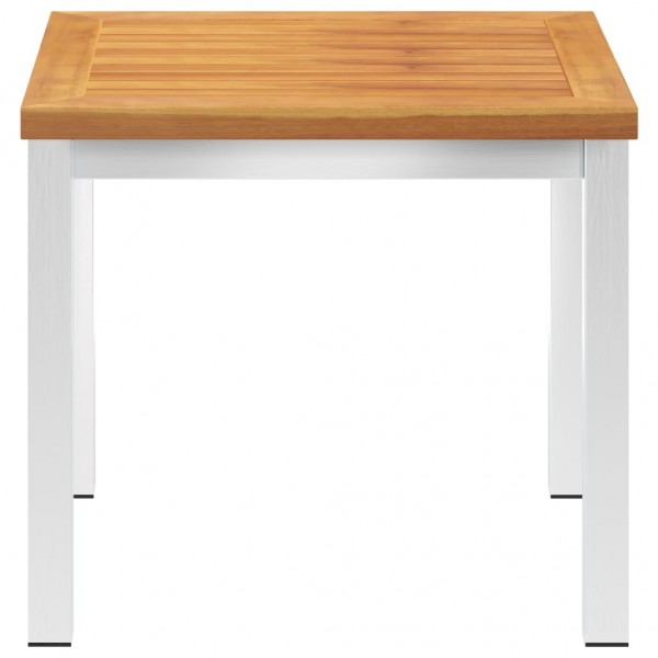 Mesa auxiliar jardín madera acacia acero inoxidable 45x45x38cm M 3