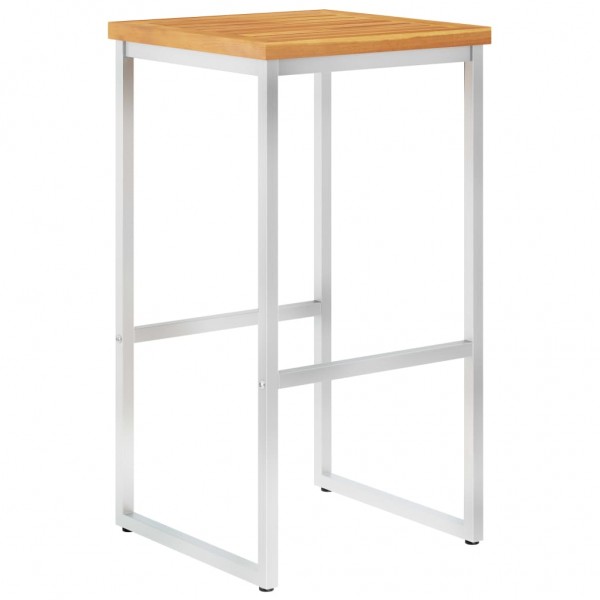 Taburetes de bar 4 uds madera maciza acacia y acero inoxidable M 3