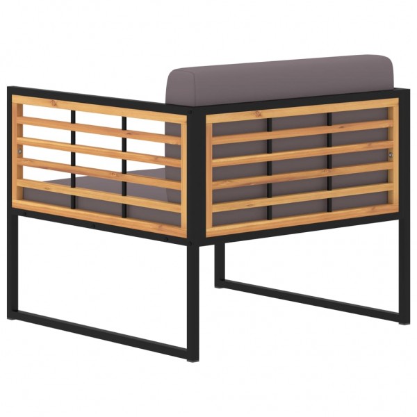 Sillas jardín 2 uds y cojines madera maciza acacia gris oscuro M 4