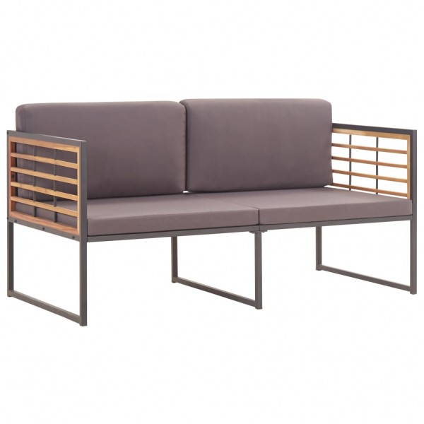 Banco de jardín cojines madera maciza acacia gris oscuro 136 cm D