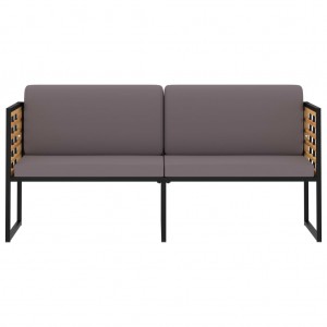 Banco jardim c/ almofadões 136 cm acácia maciça cinzento-escuro H