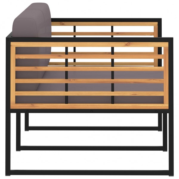Banco jardim c/ almofadões 136 cm acácia maciça cinzento-escuro M 3