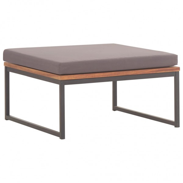 Reposapiés y cojín madera maciza acacia gris oscuro 66x66x36 cm D